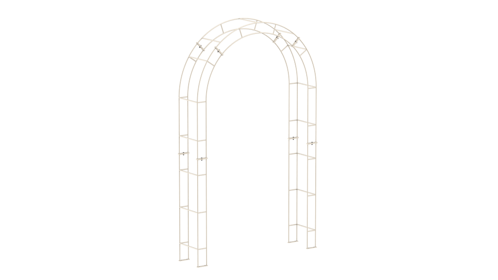 Rosenbogen Cremona als 3D-Modell | Pulverbeschichtet Sonderfarbe RAL 9001 Cremeweiß Rosenbogen Cremona als 3D-Modell | Pulverbeschichtet Sonderfarbe RAL 9001 Cremeweiß