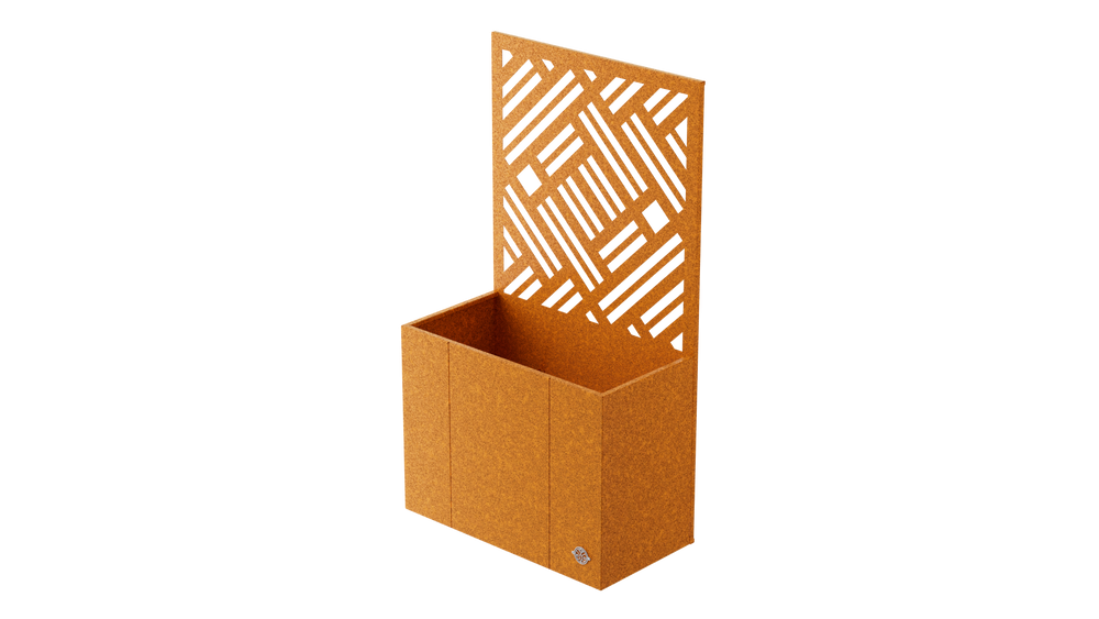 Aiuola rialzata Monterosso con schermo privacy in acciaio Corten Aiuola rialzata Monterosso con schermo privacy in acciaio Corten