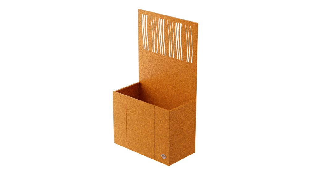 Aiuola rialzata Monterosso con schermo privacy in acciaio Corten Aiuola rialzata Monterosso con schermo privacy in acciaio Corten