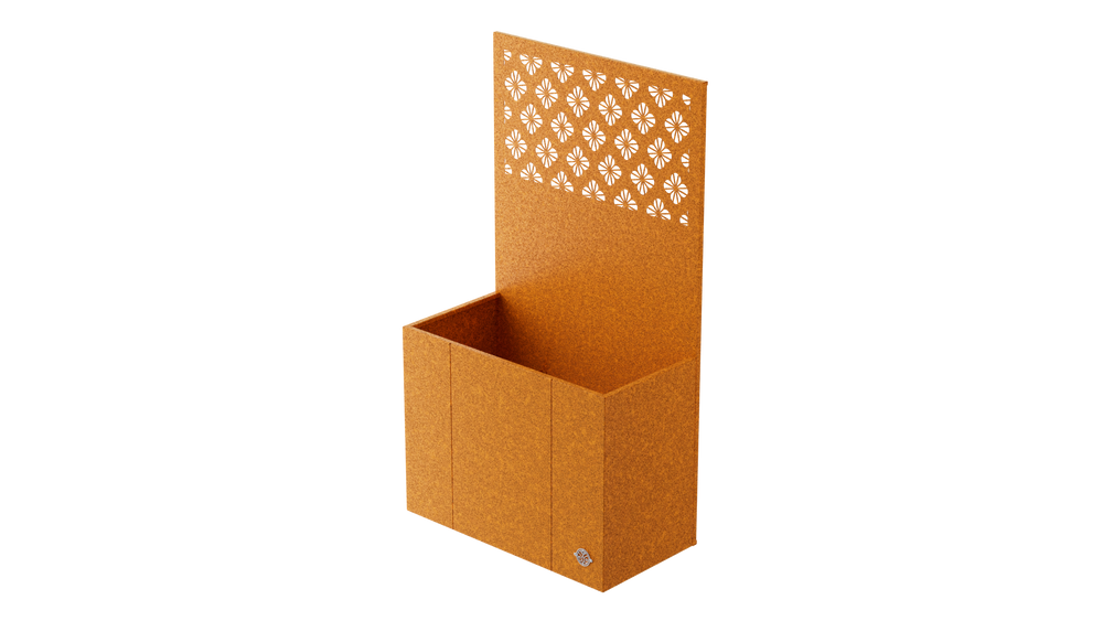 Aiuola rialzata Monterosso con schermo privacy in acciaio Corten Aiuola rialzata Monterosso con schermo privacy in acciaio Corten