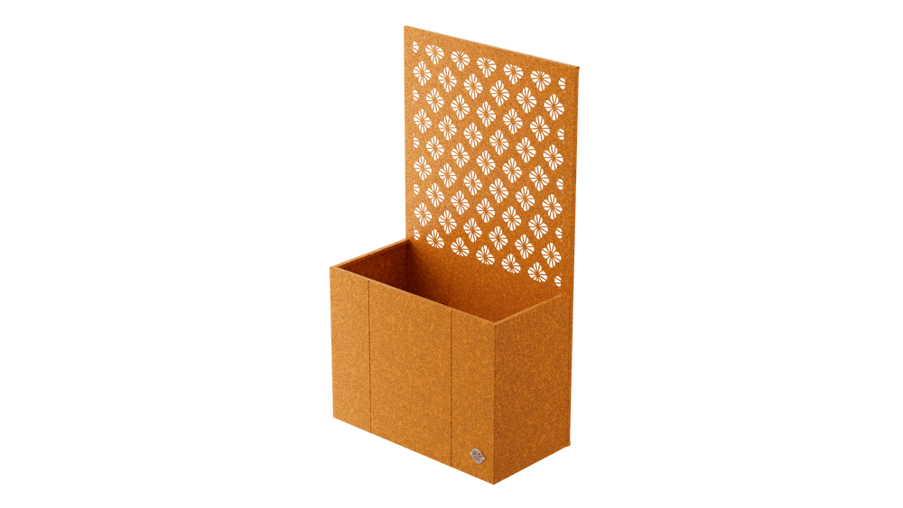 Aiuola rialzata Monterosso con schermo privacy in acciaio Corten Aiuola rialzata Monterosso con schermo privacy in acciaio Corten