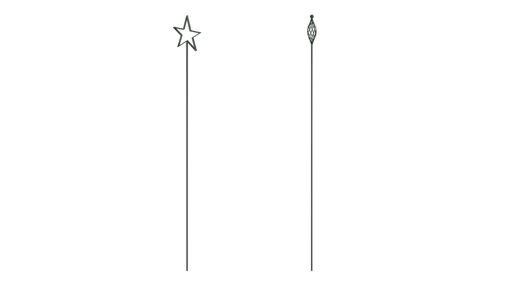 Rankstäbe Tissano und Vicenza im Set in pulverbeschichtet Sonderfarbe RAL 6009 Tannengrün als 3D-Modell Rankstäbe Tissano und Vicenza im Set in pulverbeschichtet Sonderfarbe RAL 6009 Tannengrün als 3D-Modell