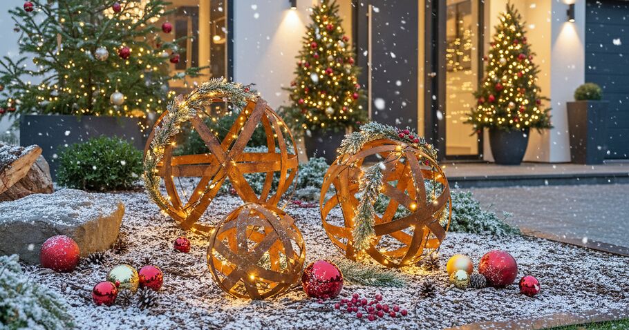 Magia di Natale in giardino: idee decorative festive con elementi in metallo